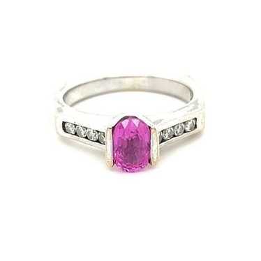 Stunning 14k Gold Pink Sapphire/Diamonds Ring - image 1