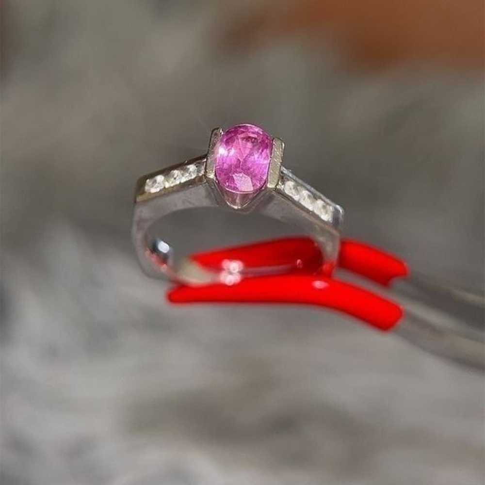 Stunning 14k Gold Pink Sapphire/Diamonds Ring - image 5