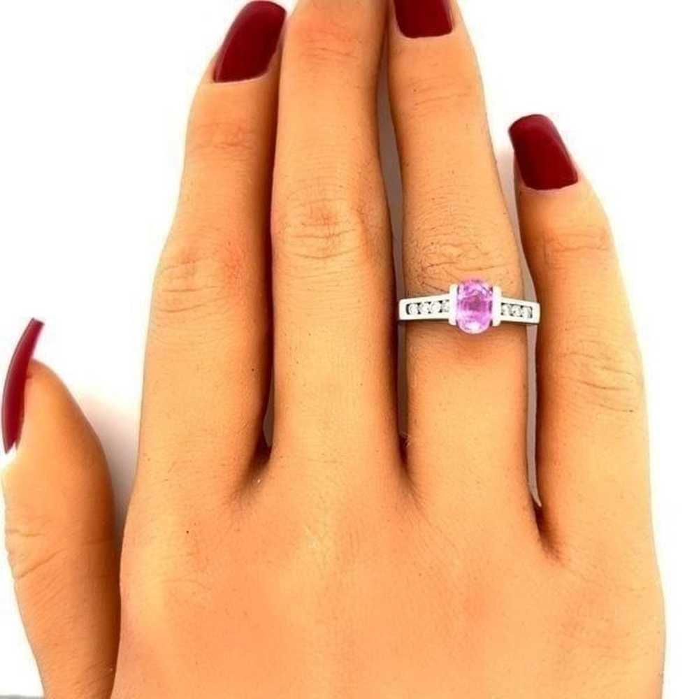 Stunning 14k Gold Pink Sapphire/Diamonds Ring - image 9