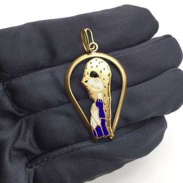 18K GOLD VIRGIN MARY PENDANT NECKLACE