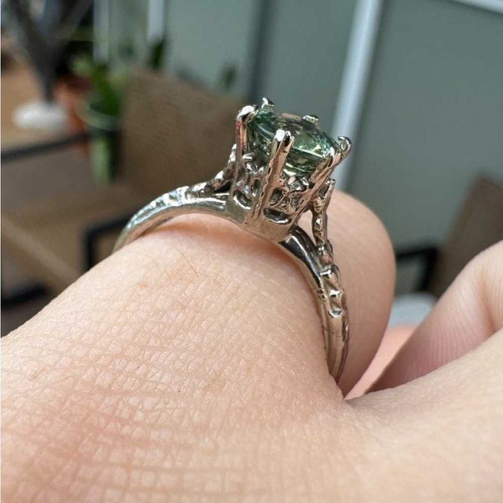 1.28ctw solid 14k white gold genuine green sapphi… - image 12