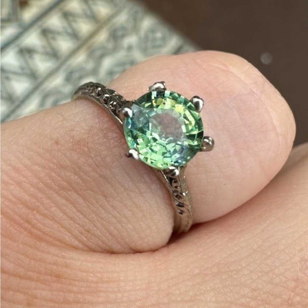 1.28ctw solid 14k white gold genuine green sapphi… - image 2