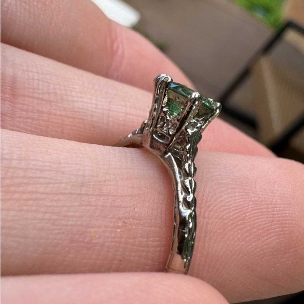 1.28ctw solid 14k white gold genuine green sapphi… - image 3