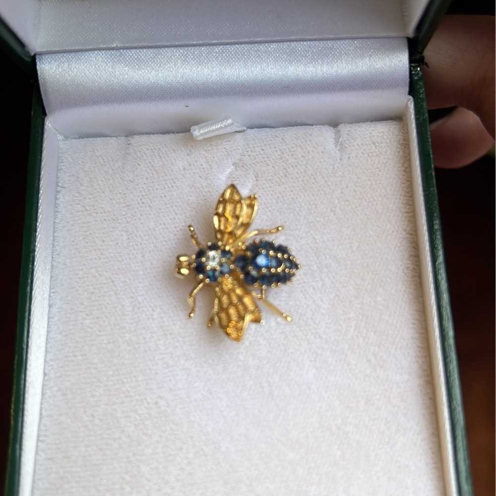 14k sapphire and diamond bee pendent / brooch - image 5