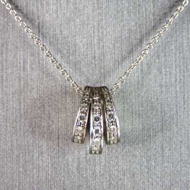 Womens 18k White Gold & Diamonds Modernist Pendant