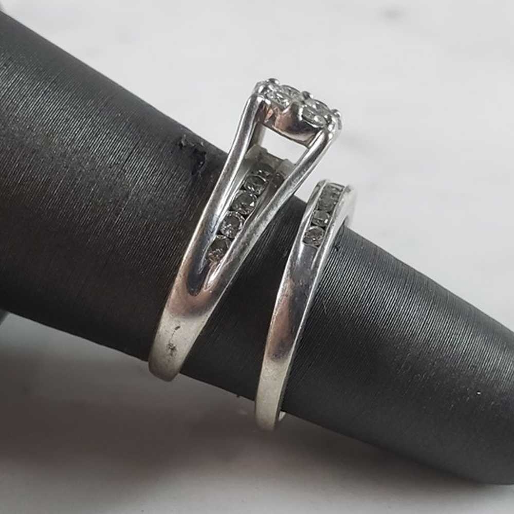 Womens Vintage Estate 10K White Gold Diamond Ring… - image 2