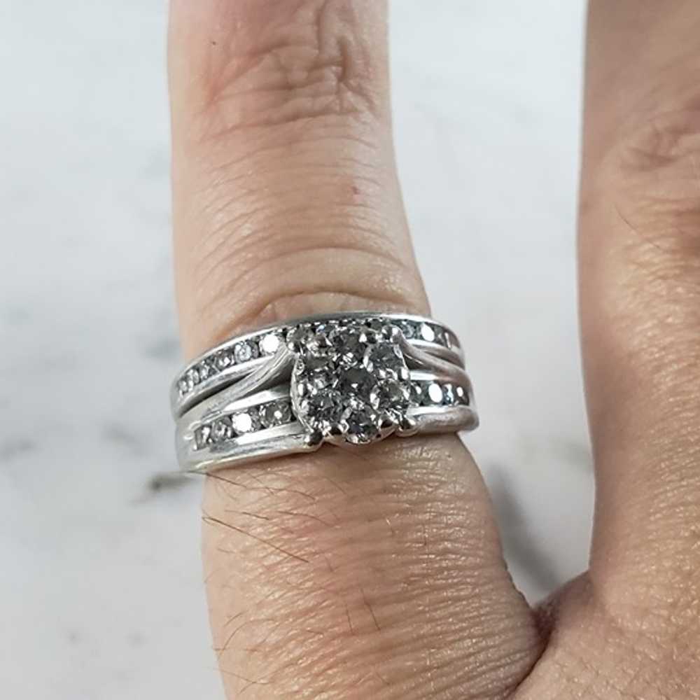 Womens Vintage Estate 10K White Gold Diamond Ring… - image 5