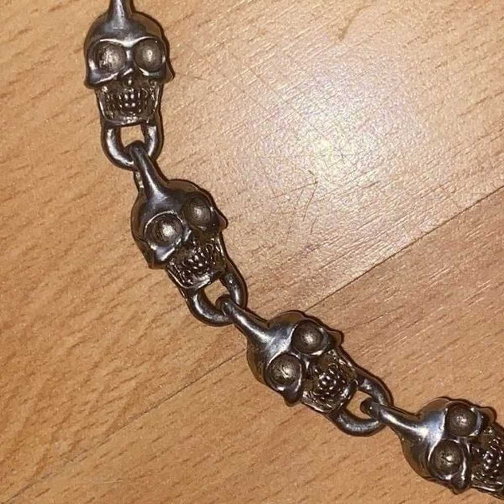 HEAVY!! Solid Sterling Silver Skull Necklace and … - image 11