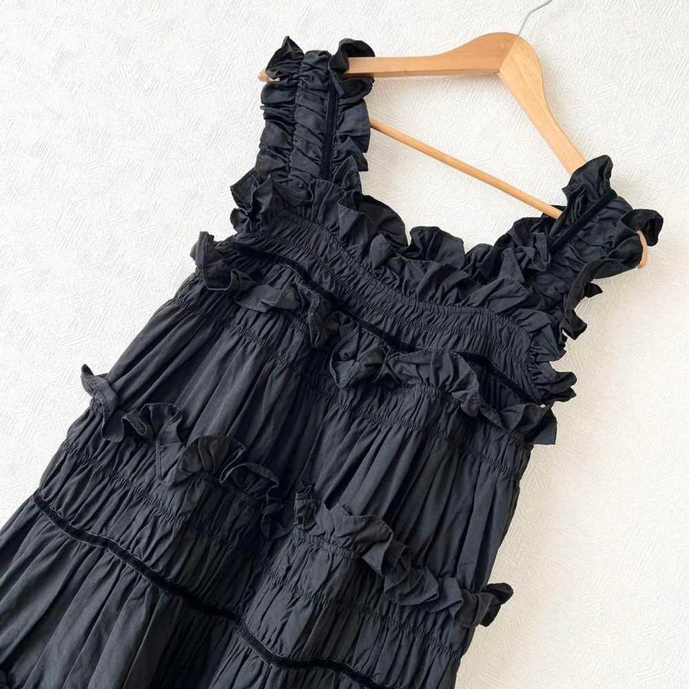 PERNA Gathered Camisole Frill Dress Black M - image 4