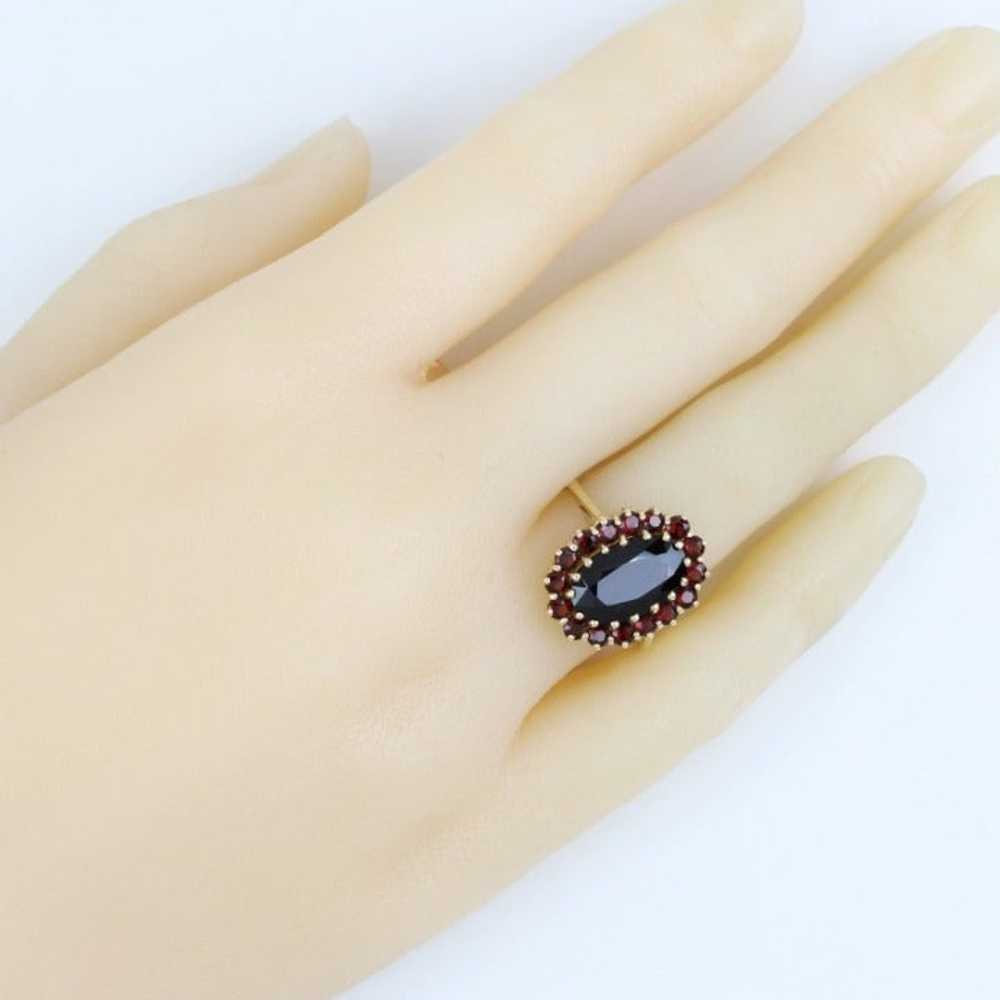 Vintage 10K Yellow Gold Oval Garnet Halo Annivers… - image 7