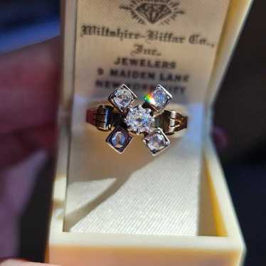 Antique art deco 18k X ring old diamonds