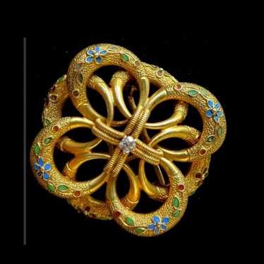 Brooch Diamond 18k Gold Enamel Victorian Antique 5