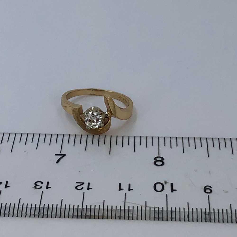 Vintage 14k yellow gold old cut diamond ring size… - image 10