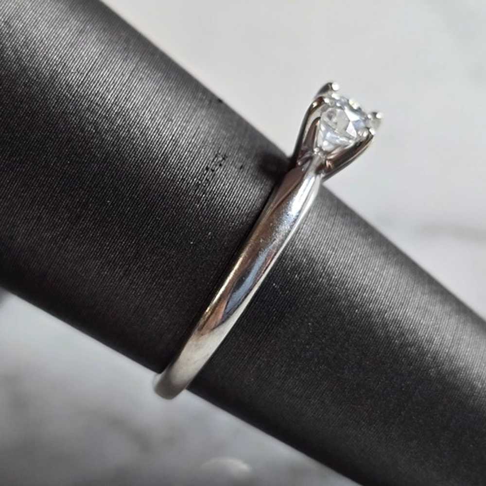 Womens Vintage Estate 14k White Gold Diamond Enga… - image 2