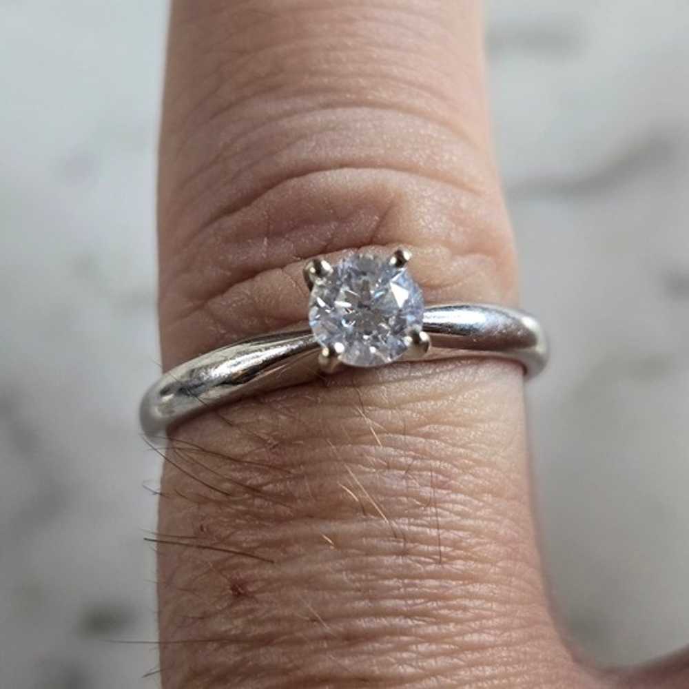 Womens Vintage Estate 14k White Gold Diamond Enga… - image 6