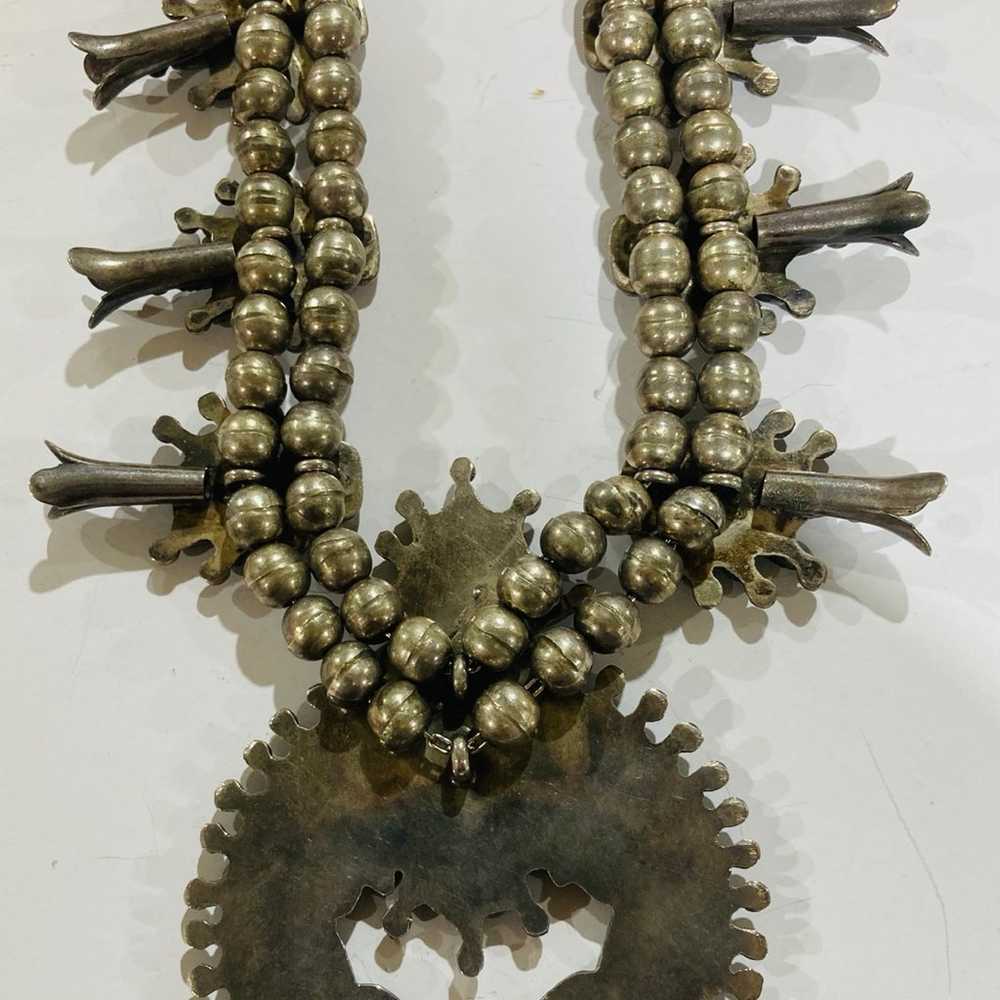 Necklace, Squash Blossom, Turquoise, Zuni, Needle… - image 6