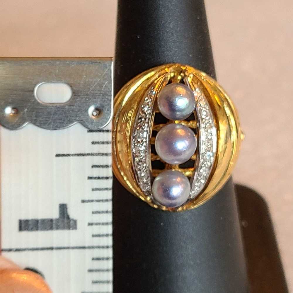 18k gold pearl diamond ring - image 10