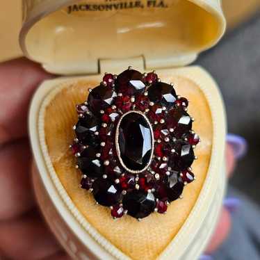 LARGE antique 14k bohemian garnet ring size 5 3/4