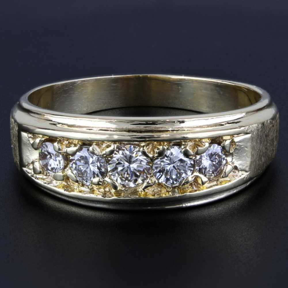 14K Yellow Gold Vintage Diamond Wedding Band - image 1