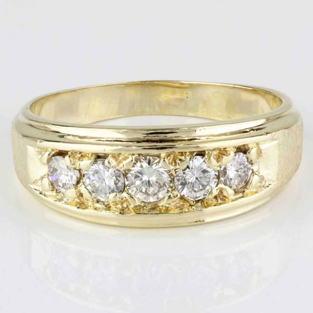 14K Yellow Gold Vintage Diamond Wedding Band - image 2