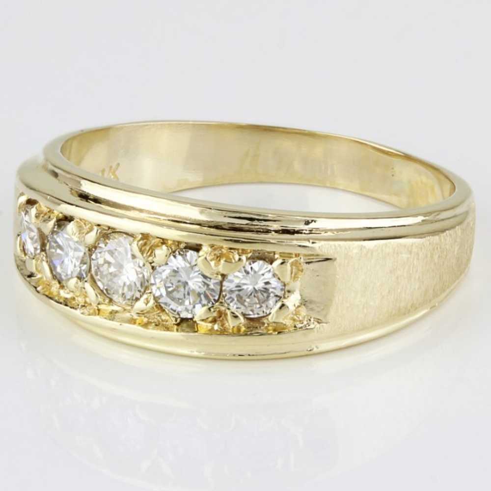 14K Yellow Gold Vintage Diamond Wedding Band - image 3