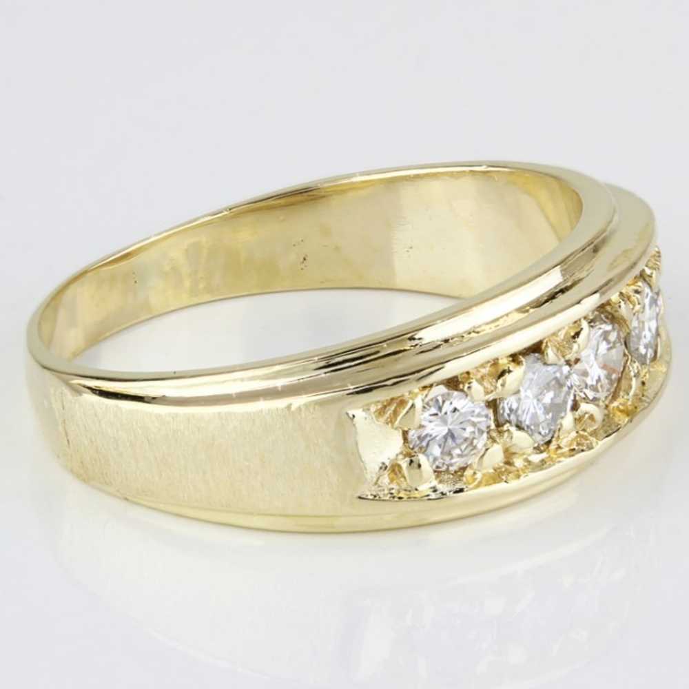 14K Yellow Gold Vintage Diamond Wedding Band - image 4