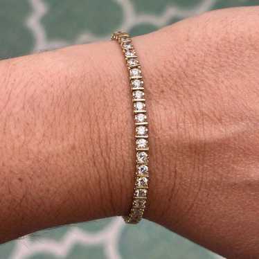 14k yellow gold tennis bracelet vintage Estate