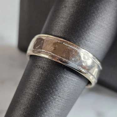 Mens Vintage Estate 14K White Gold Wedding Band Ri