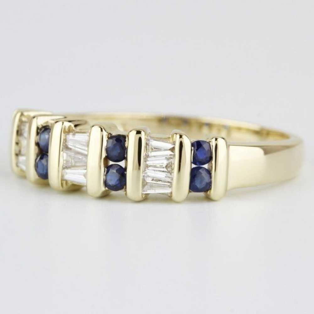 Vintage 14K Yellow Gold Diamond & Sapphire Annive… - image 3