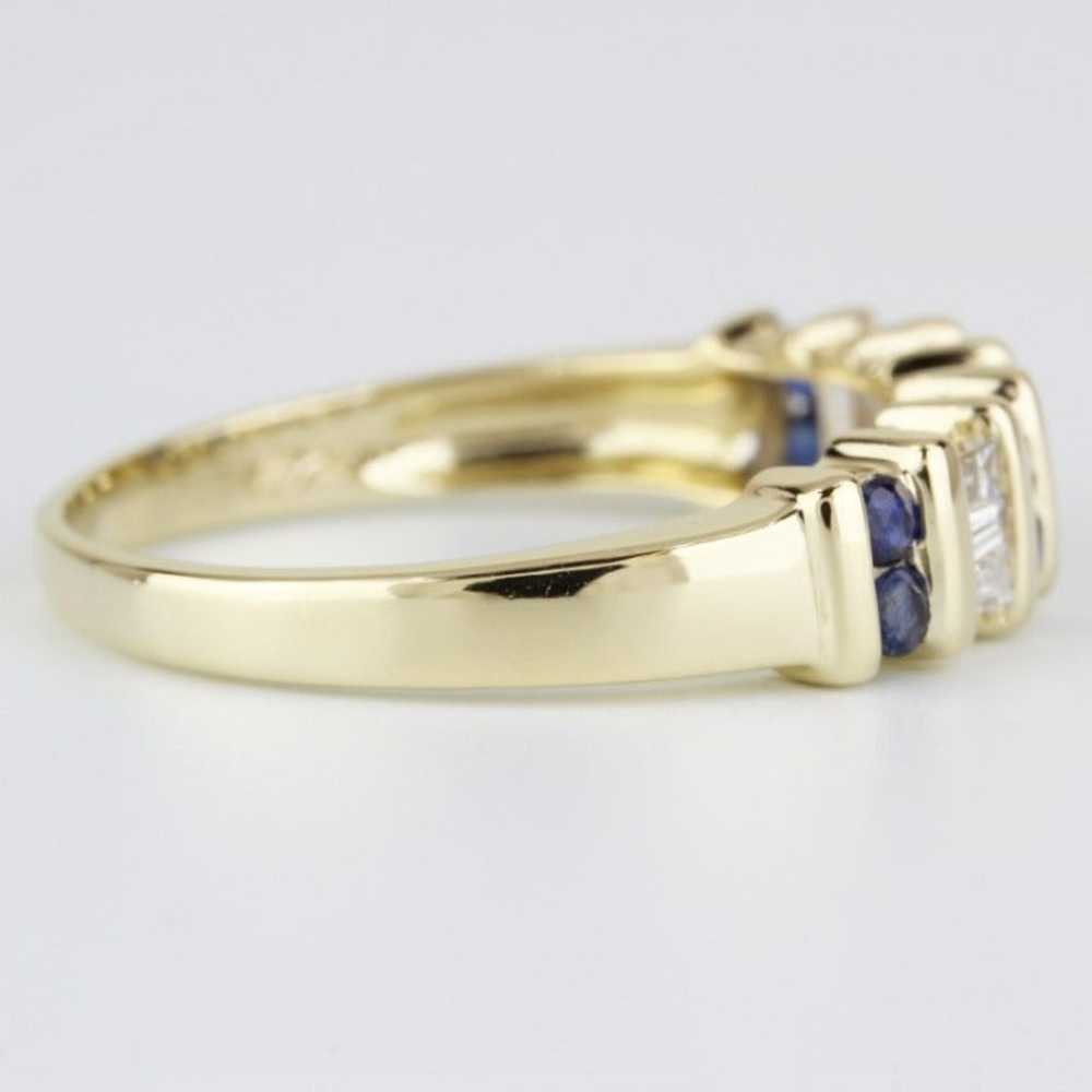 Vintage 14K Yellow Gold Diamond & Sapphire Annive… - image 4