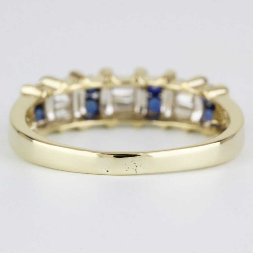 Vintage 14K Yellow Gold Diamond & Sapphire Annive… - image 5