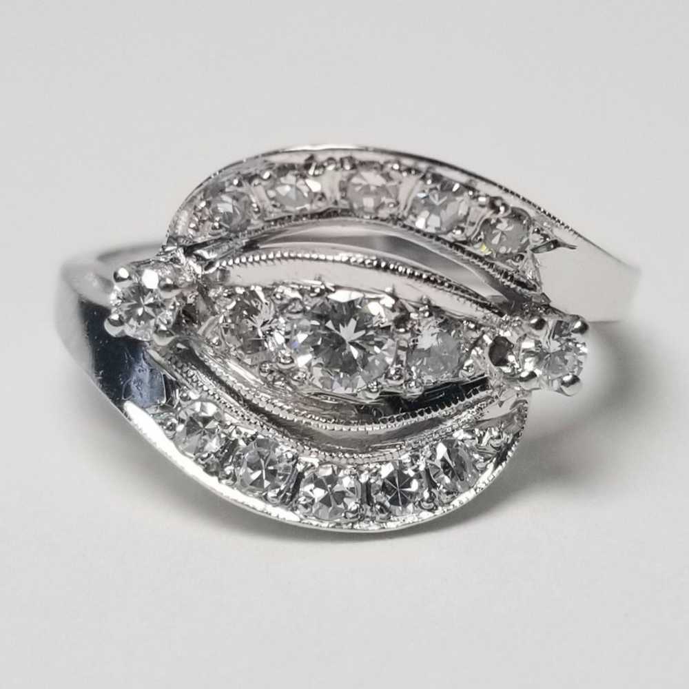 Art Deco Natural Diamond Ring in 14k White Gold - image 1