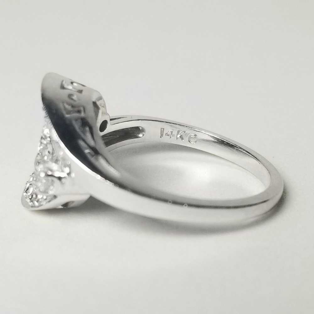 Art Deco Natural Diamond Ring in 14k White Gold - image 3