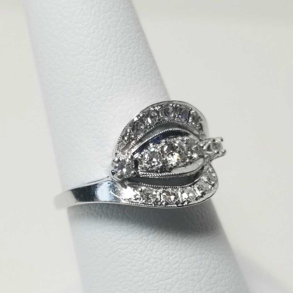 Art Deco Natural Diamond Ring in 14k White Gold - image 5