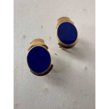 Vintage 18k Gold And Lapis Earrings