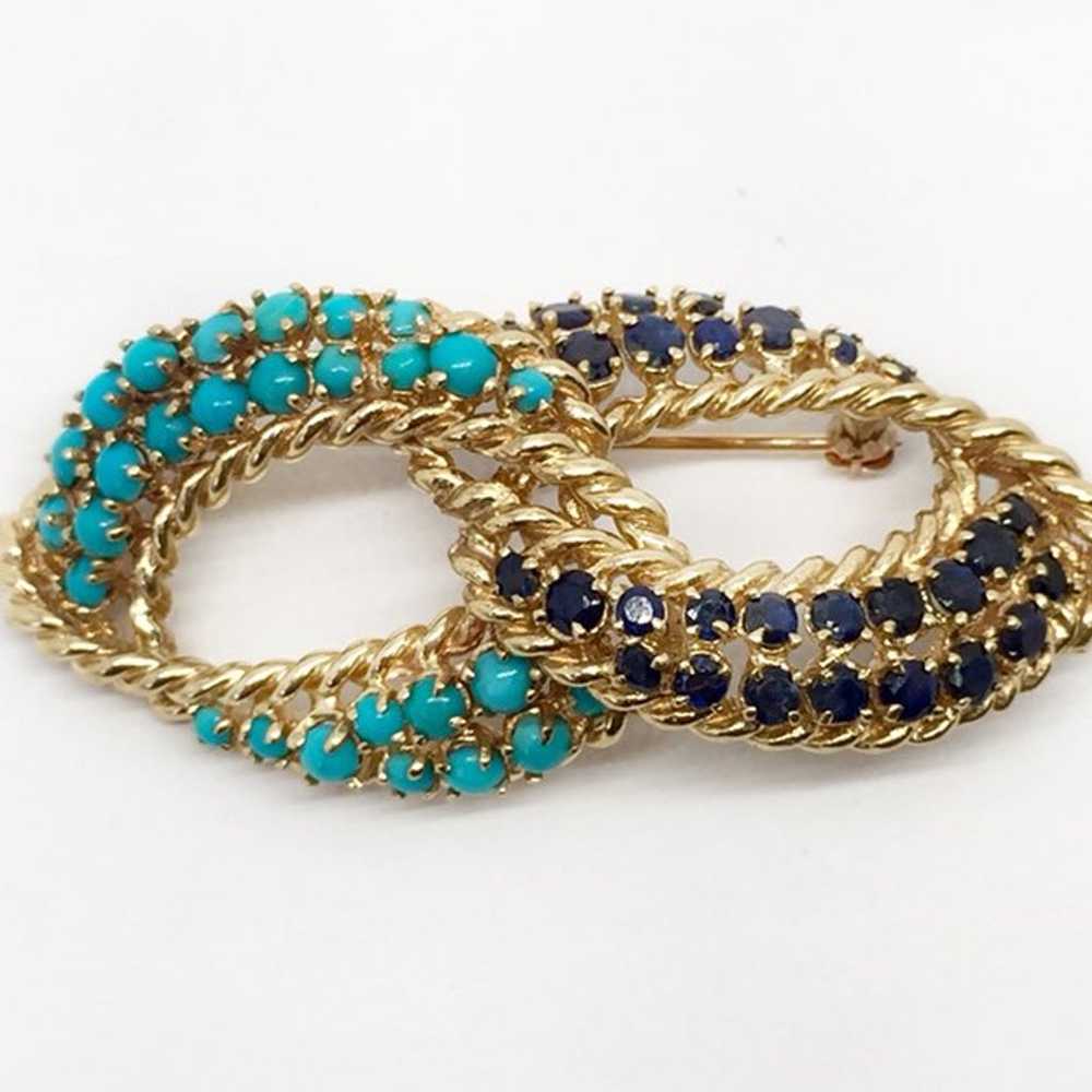 Vintage 14K Gold Infinity Gem Pin Brooch - image 1