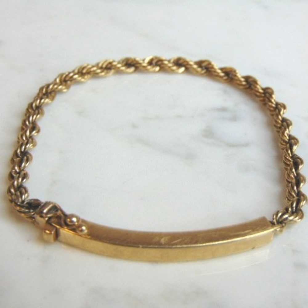 14K Yellow Gold Chain ID Bracelet - image 1