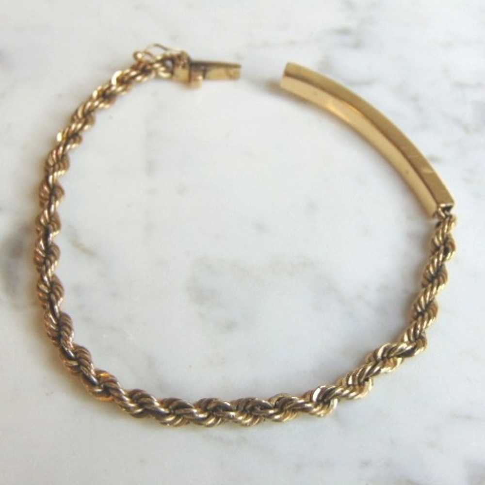 14K Yellow Gold Chain ID Bracelet - image 3