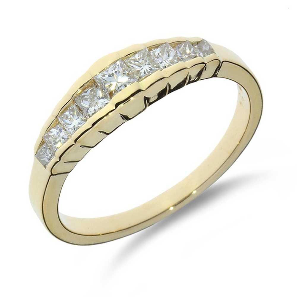 14K Yellow Gold Princess Cut .60ctw Diamond Weddi… - image 1