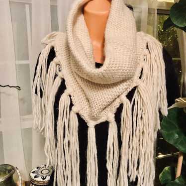 Boho Infinity Scarf/ Fringed-Soft- knit - image 1