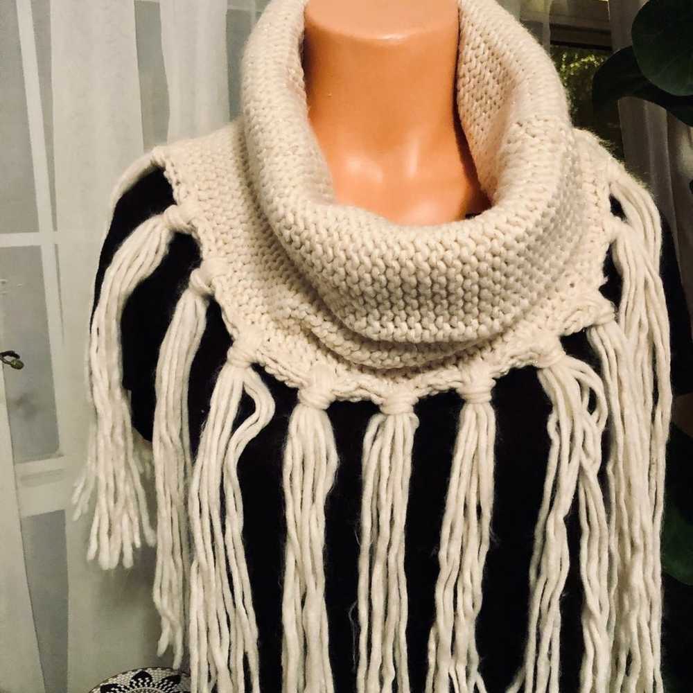 Boho Infinity Scarf/ Fringed-Soft- knit - image 5