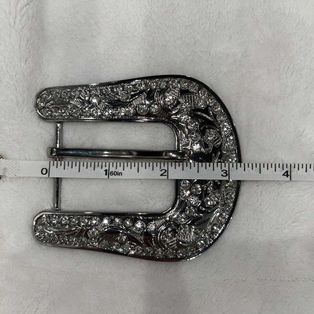 Classic Belt Buckle Vintage Rhinestone Silver Ton… - image 4