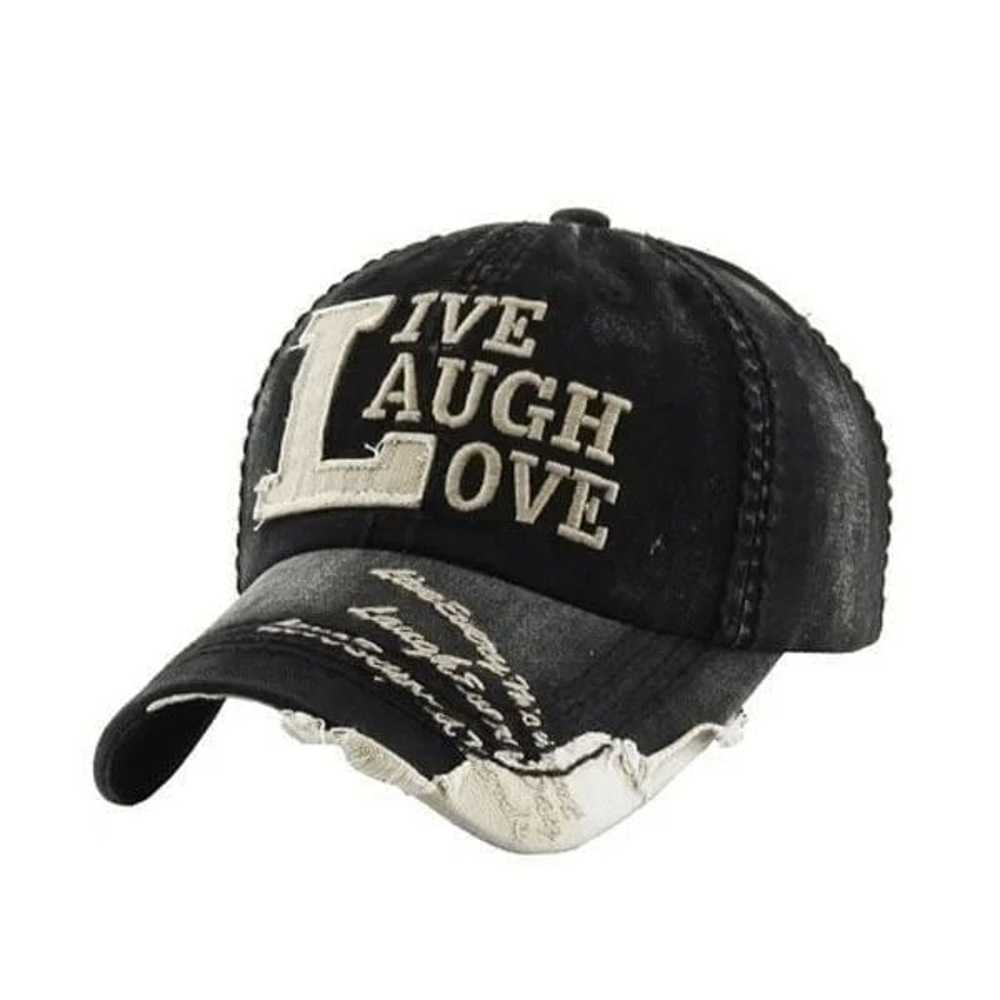 Black Vintage Live Love Laugh Baseball Hat - image 1