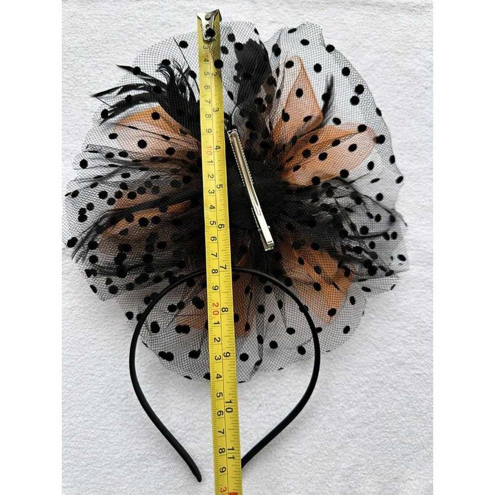 Orange/Black Feather Mesh Fascinator Hat Clip/Ban… - image 10