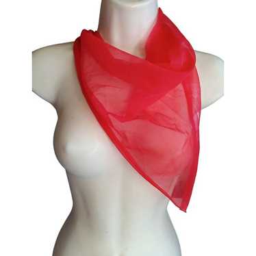 Vintage Red Nylon Scarf Triangle Rockabilly Pinup… - image 1