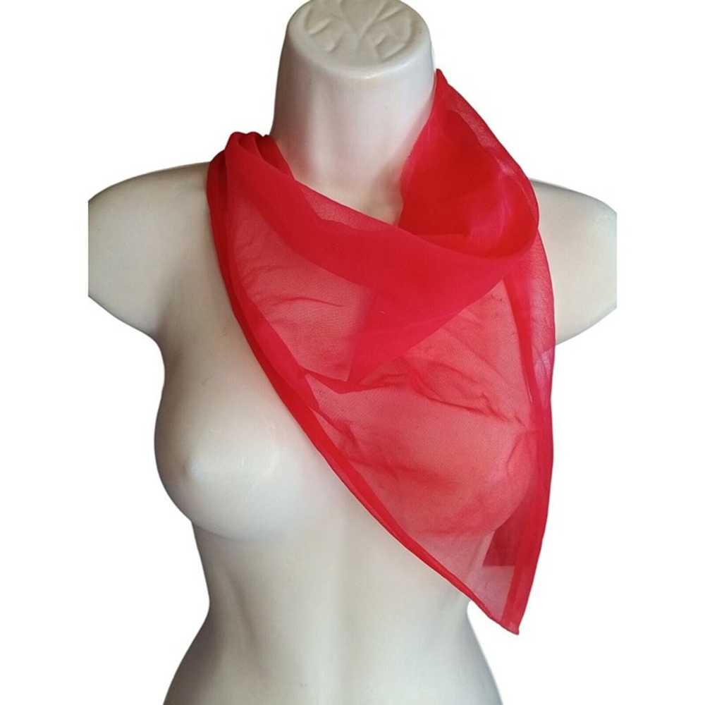 Vintage Red Nylon Scarf Triangle Rockabilly Pinup… - image 5