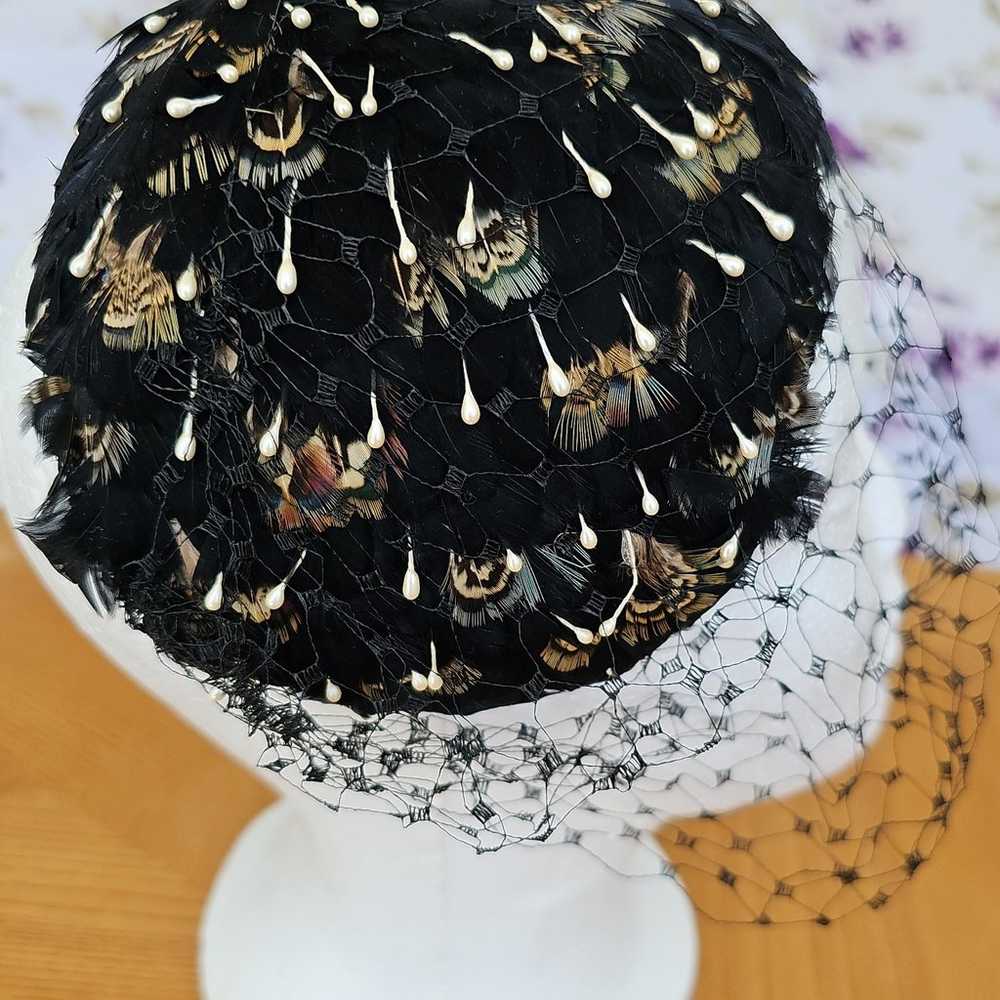 Vintage Black feather headband Hat - image 2