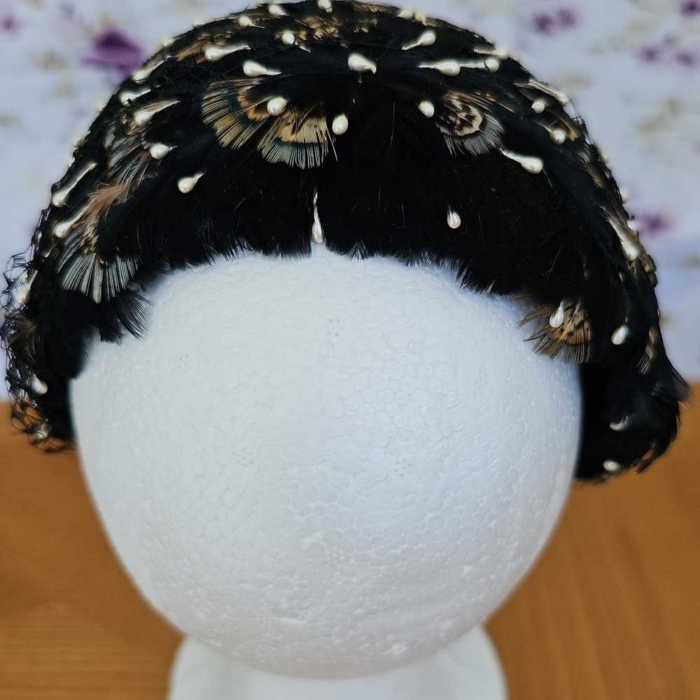 Vintage Black feather headband Hat - image 4