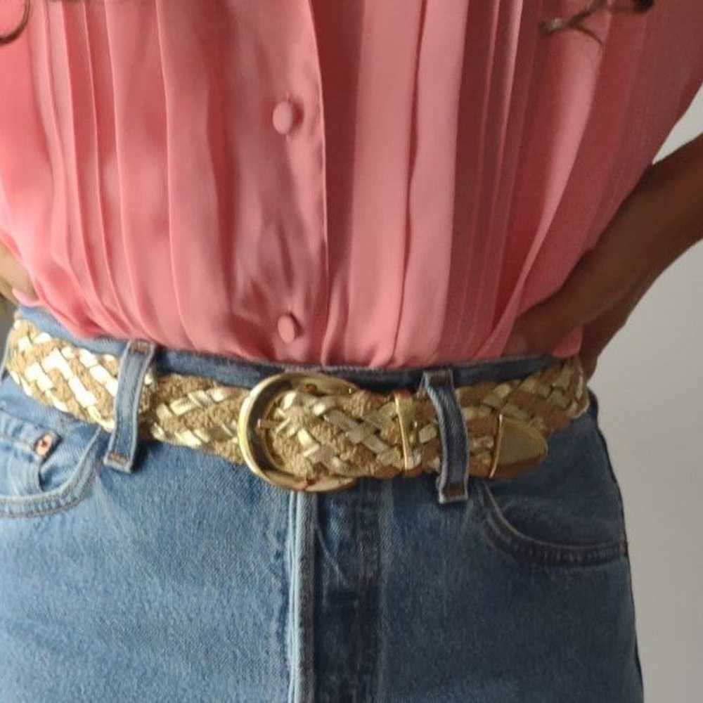 Vintage gold tone braided belt - image 6