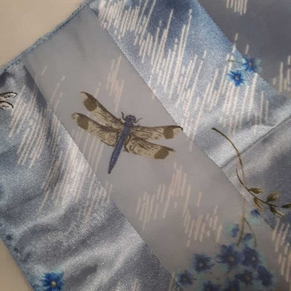 Vintage 1991 Blue Shadow Stripe Dragonfly Floral … - image 3